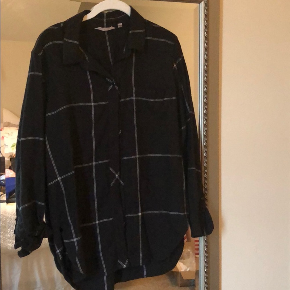Athleta black windowpane tunic top size M EUC